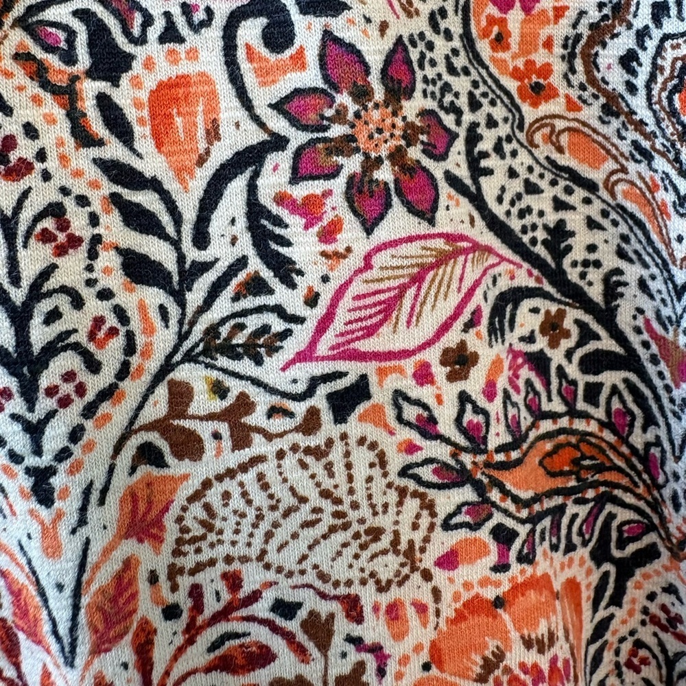 🌸 J. Jill Multicolor Floral Blouse w Velvet Trim | Flowy & Effortless Sz M - Picture 5 of 9